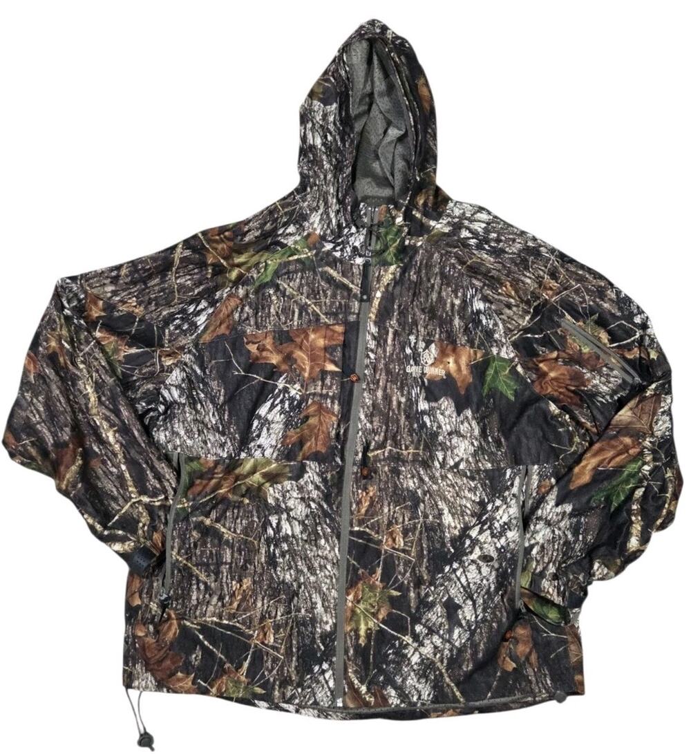 Game Winner Camo Hunting Jacket Mossy Oak Hooded Mesh Lined 2XL Fill Zip Outdoor